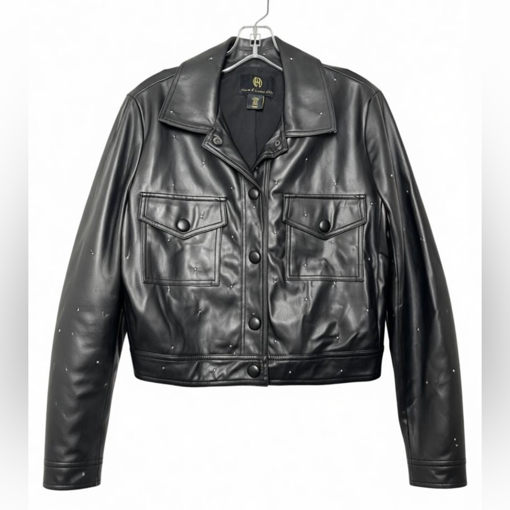 Studded House of Harlow 1960 Vegan Leather Moto Jacket Women’s M Cropped